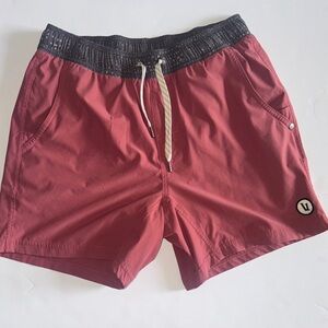 Vuori Men's Burgundy and Charcoal Swim Trunks